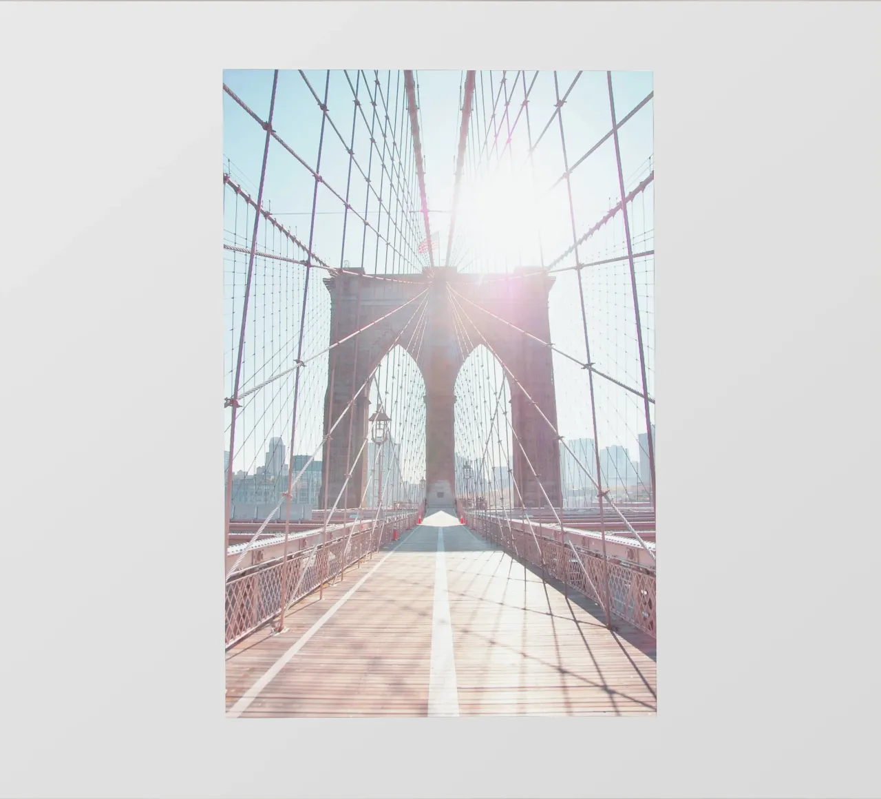 New York, USA I Soleil sur Brooklyn bridge matinal minimal pvc cover by Julie Travel Photography