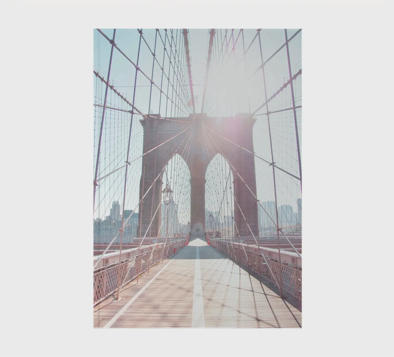 Nueva York, EE.UU. I Soleil sur Brooklyn bridge matinal minimal cuaderno de Julie Travel Photography