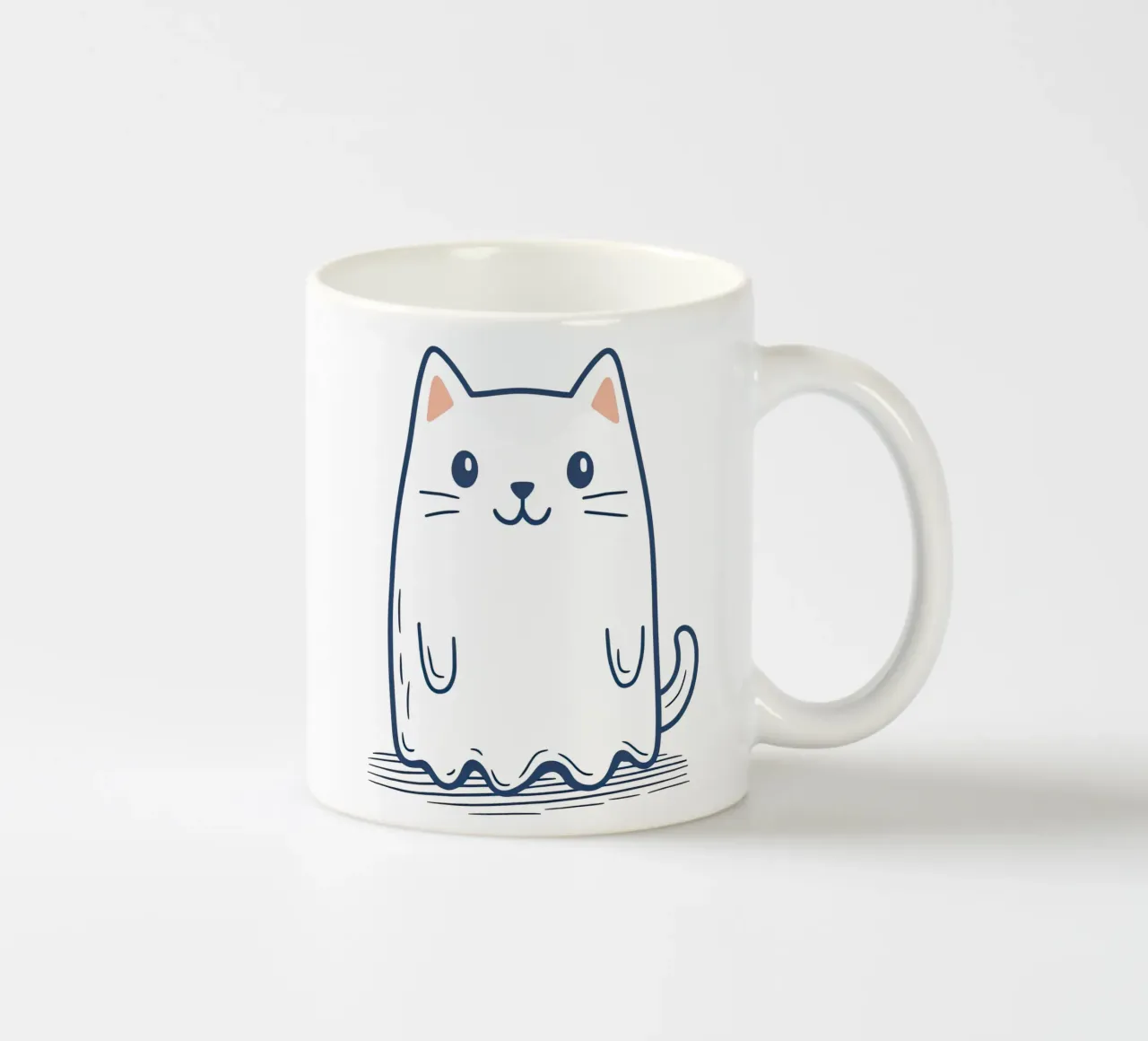Cute little cat ghost ceramic mug by Autofocus