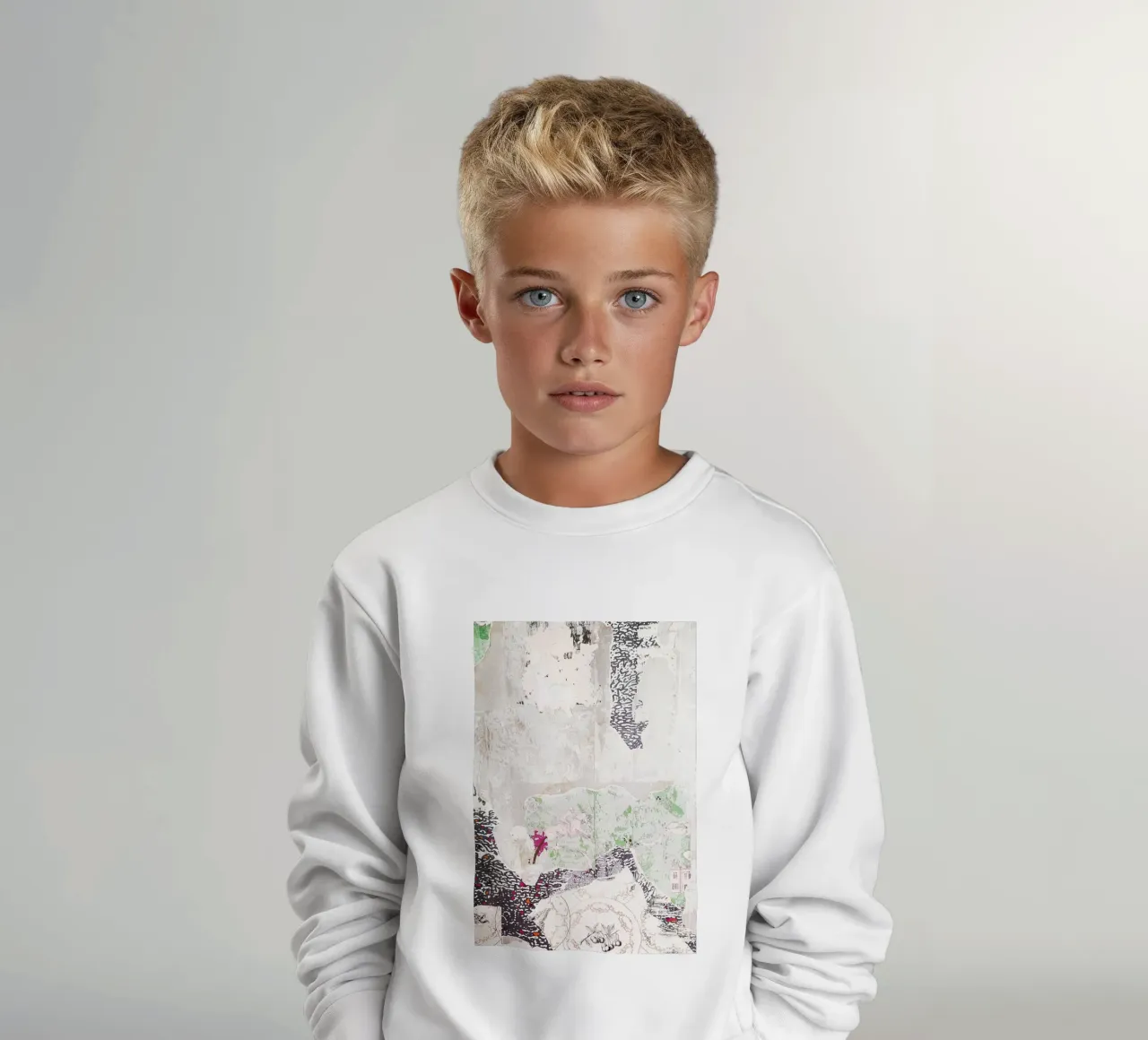 New York, USA I Damaged green retro vintage wallpaper kids sweatshirt by Julie Travel Photography