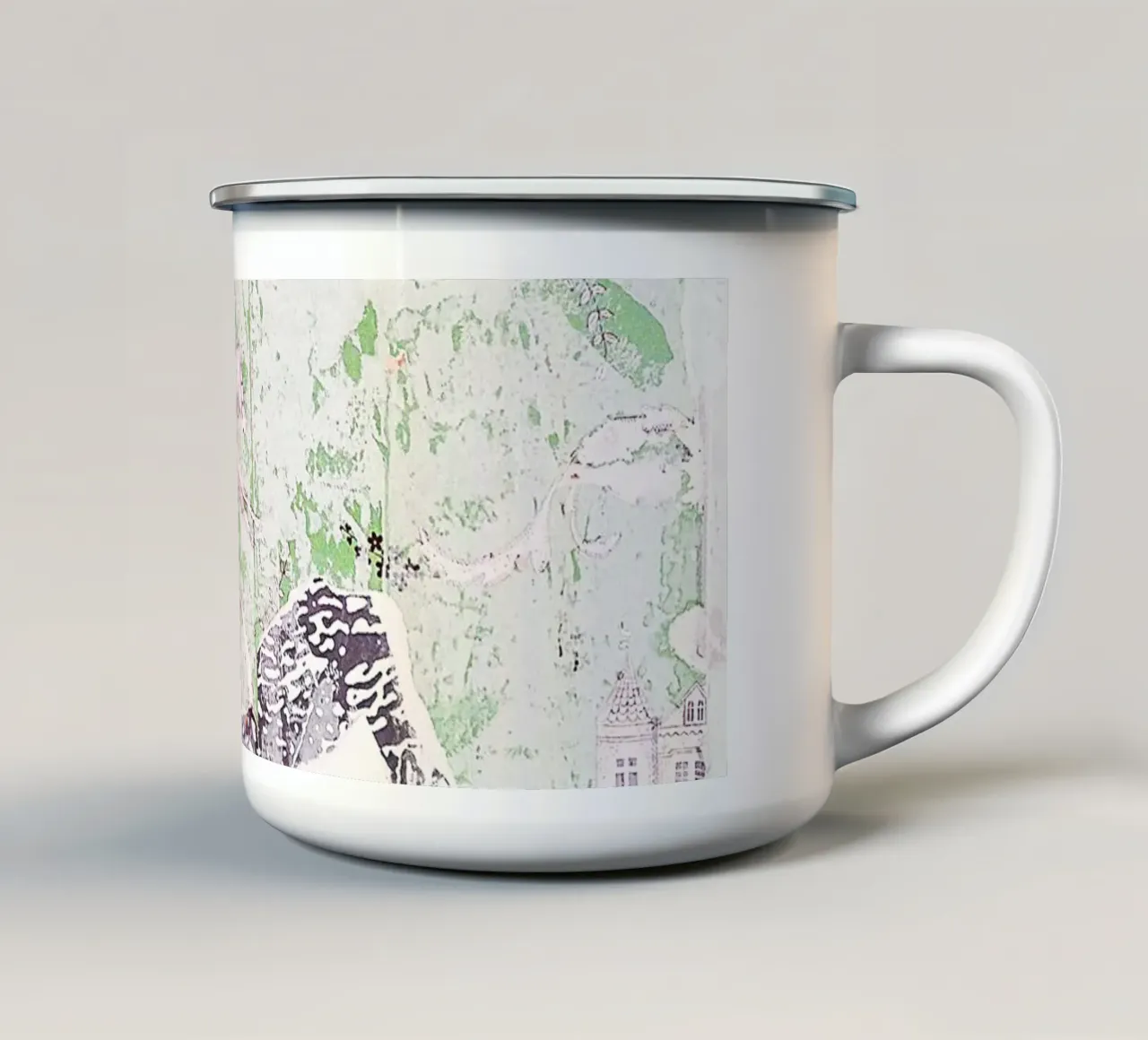New York, USA I Carta da parati retro vintage verde danneggiata tazza in smalto da Julie Travel Photography