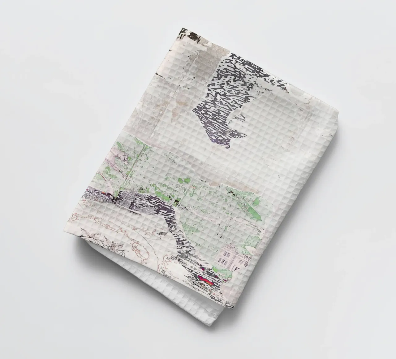 New York, USA I Papier peint vert abimé motif retro vintage torchon de Julie Travel Photography