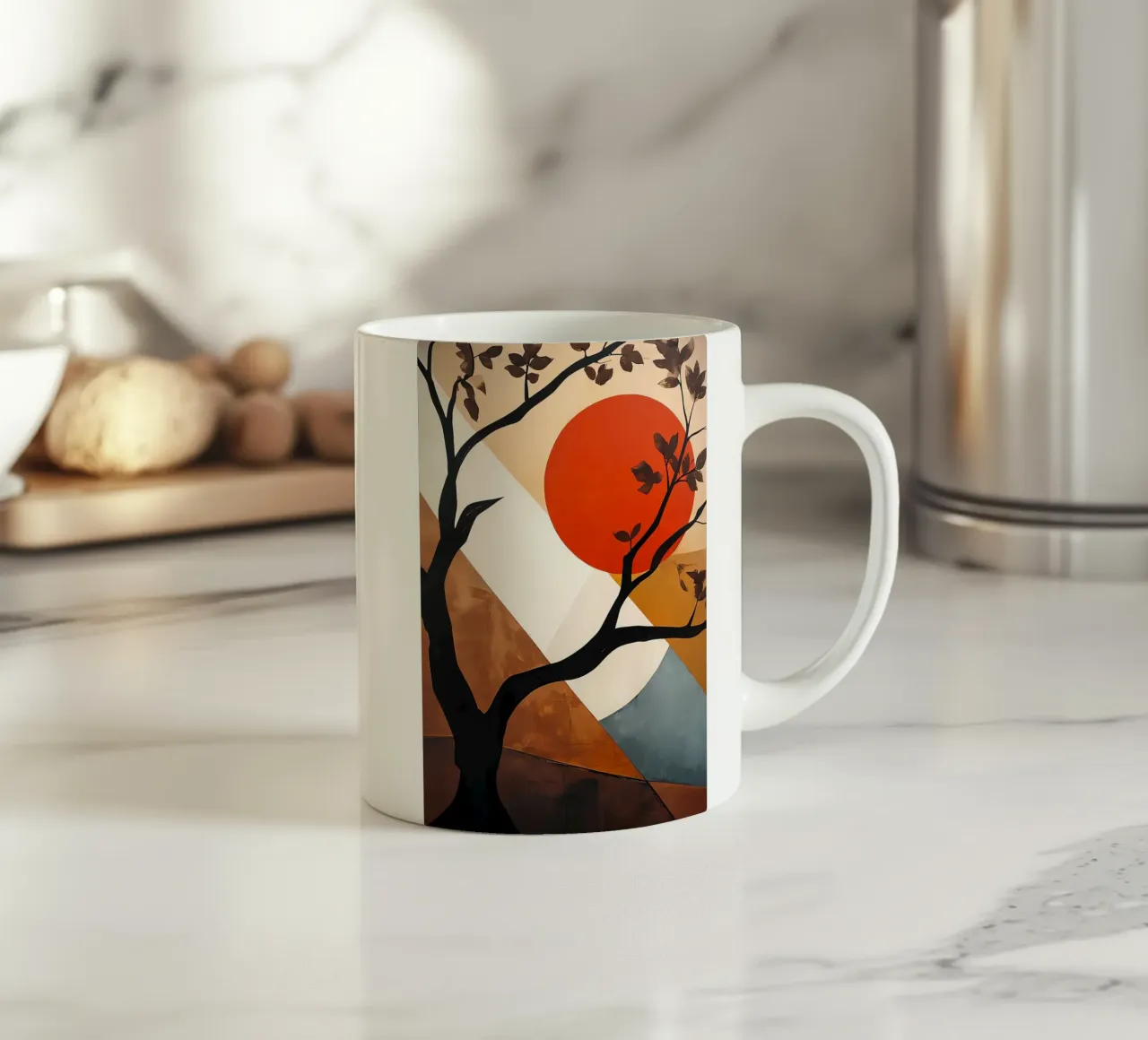 Albero geometrico al tramonto tazza in ceramica da Artistic-shop