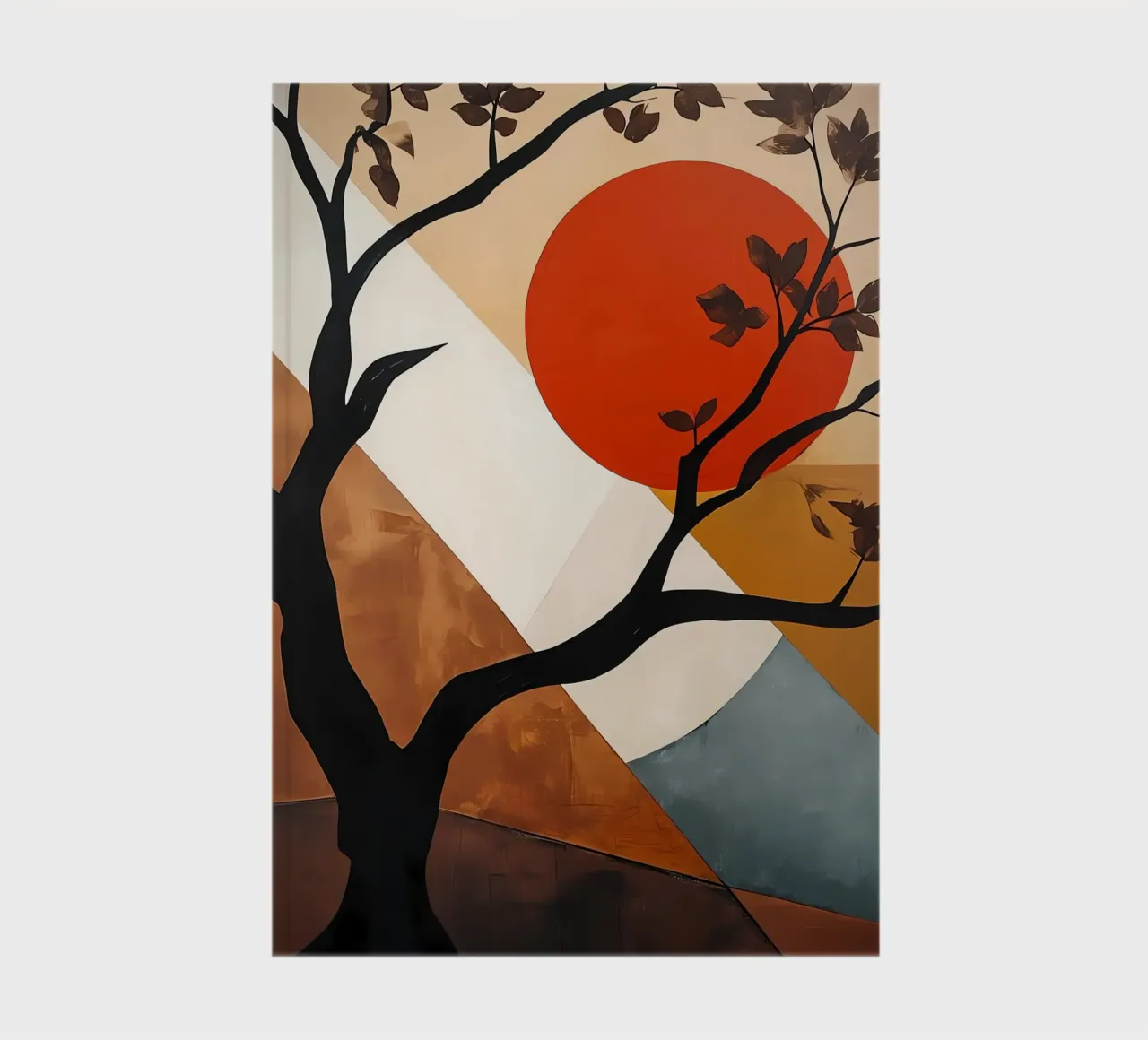 Geometric Sunset Tree notebook by Artistic-shop