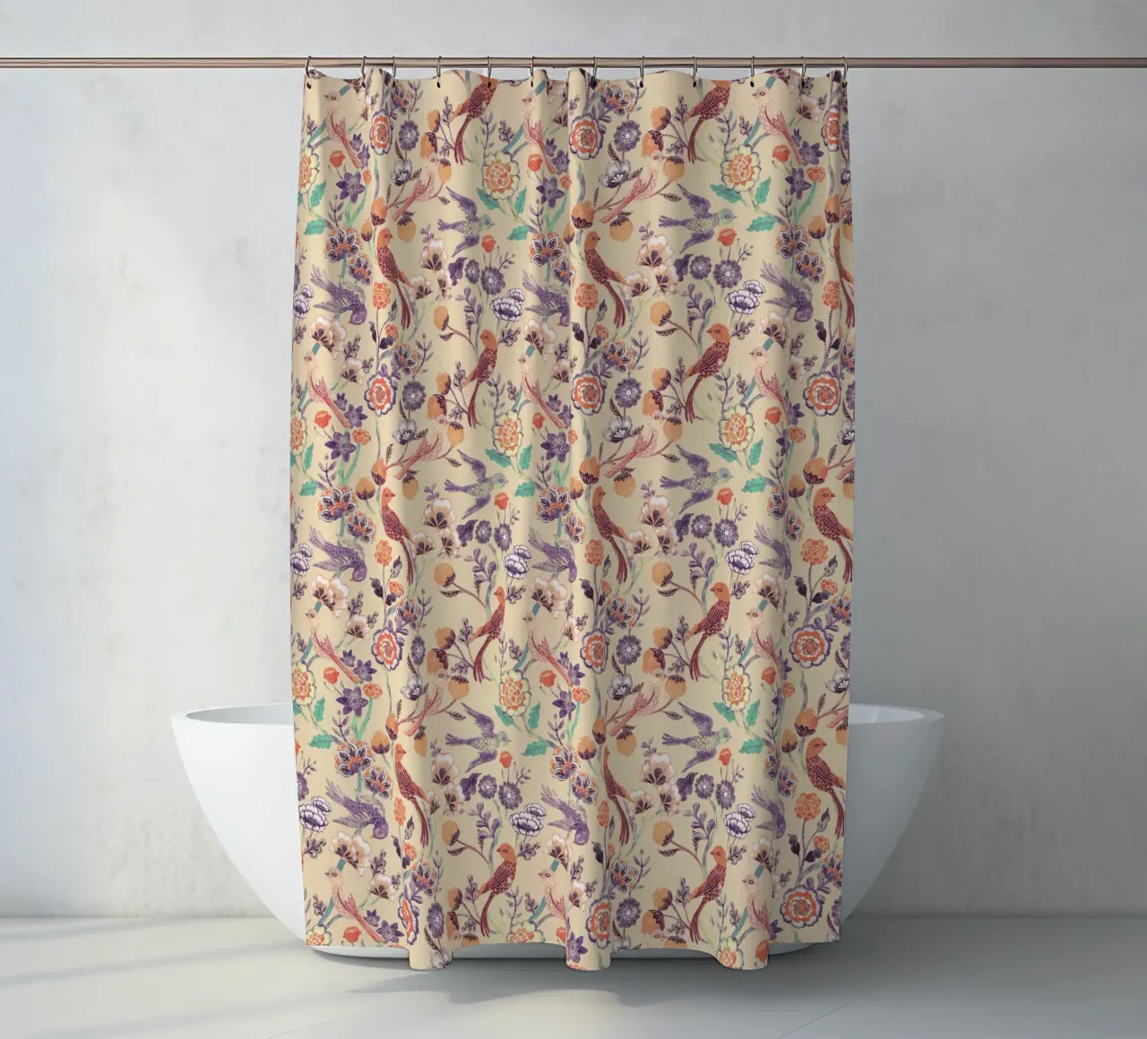 Cecilia Mok - Corallo chintz indiano tenda da doccia da The Artcircle