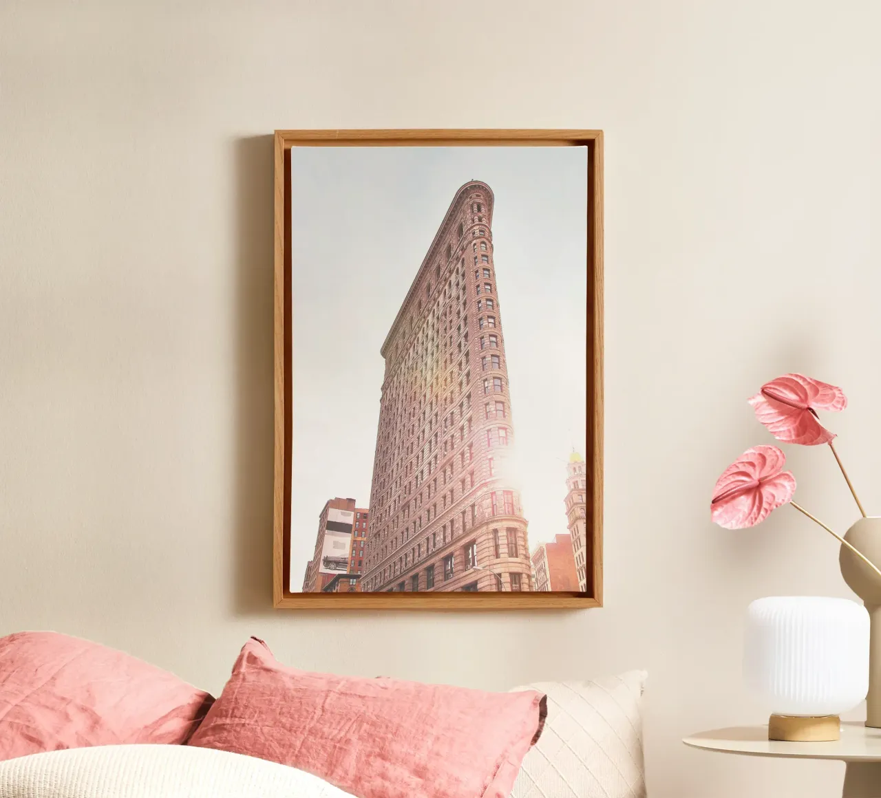 New York, VS I Architectuur van Flatiron-gebouw in de schaduw canvas met Baklijst van Julie Travel Photography