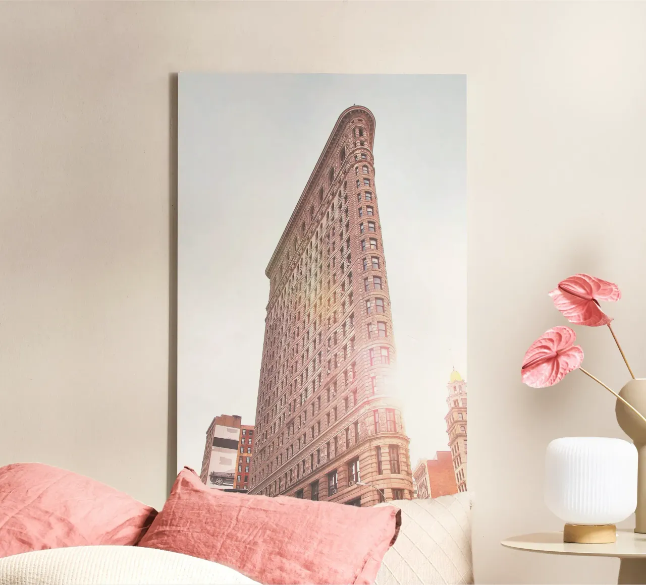 New York, VS I Architectuur van Flatiron-gebouw in de schaduw canvas met Baklijst van Julie Travel Photography