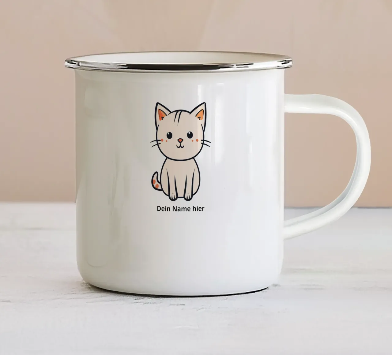 Cute baby cat (for personalisation) enamel mug by Autofocus