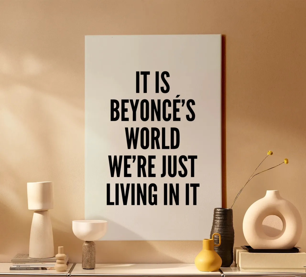 Beyonces World tela con Cornice a cassetta da Mottos by Sinan Saydik