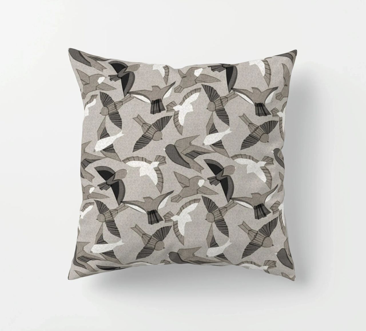 Cecilia Mok - Uccelli Itajime Grigio cuscino da The Artcircle