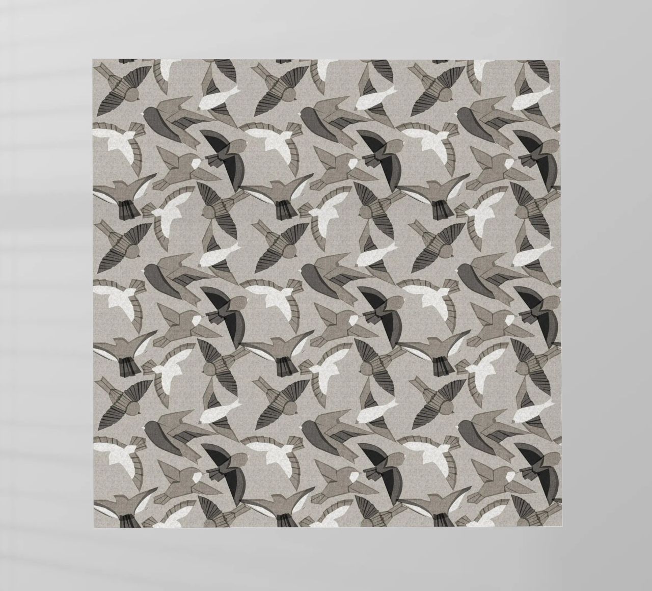 Cecilia Mok - Uccelli Itajime Grigio pellicola backlit da The Artcircle