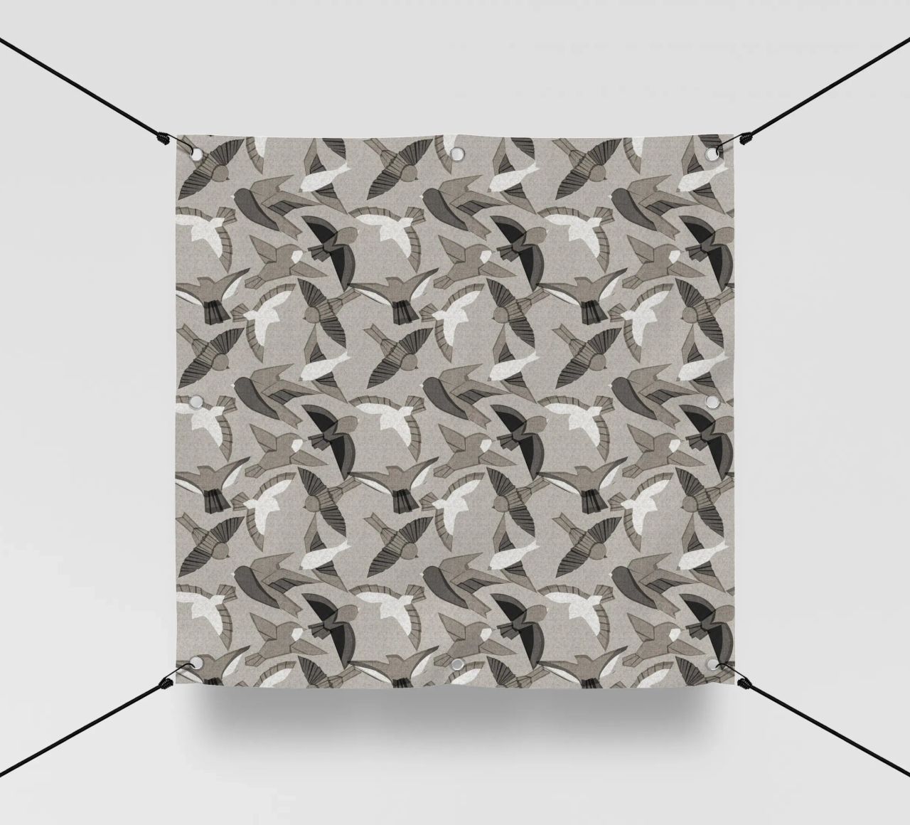 Cecilia Mok - Uccelli Itajime Grigio telo in pvc da The Artcircle
