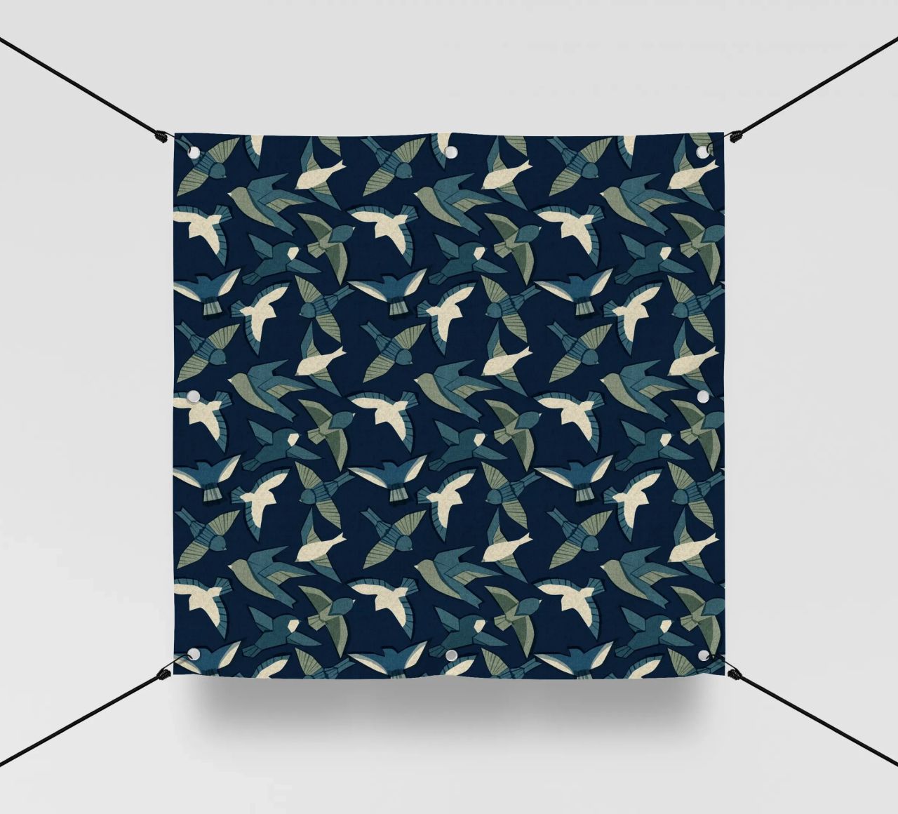 Cecilia Mok - Itajime uccelli blu telo in pvc da The Artcircle