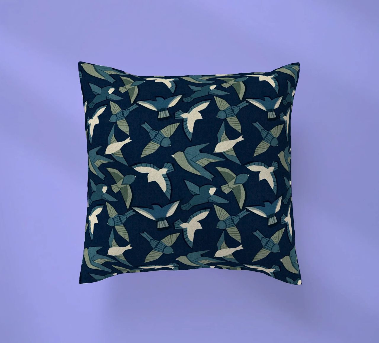 Cecilia Mok - Itajime uccelli blu cuscino da The Artcircle