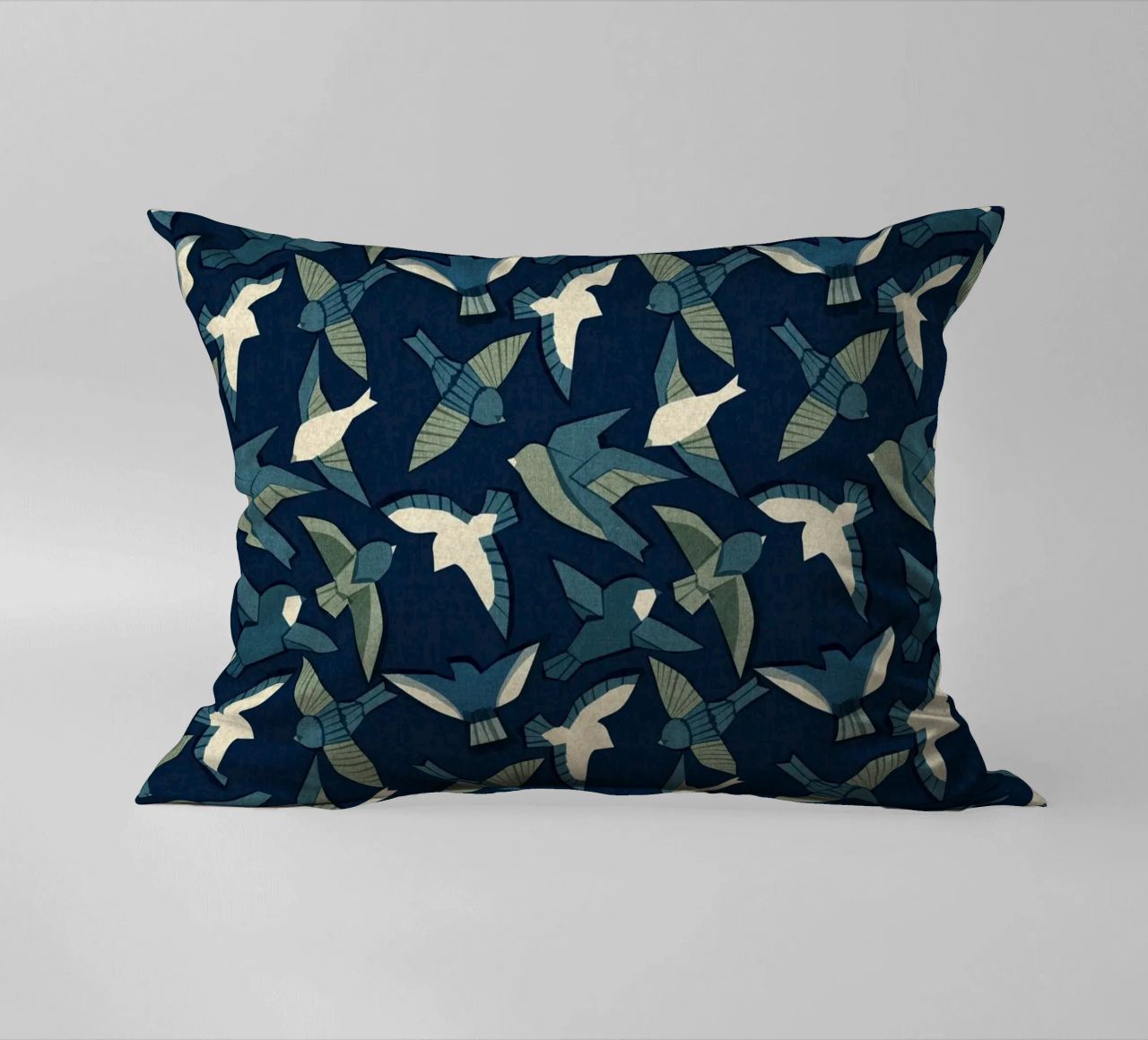 Cecilia Mok - Itajime uccelli blu cuscino da The Artcircle