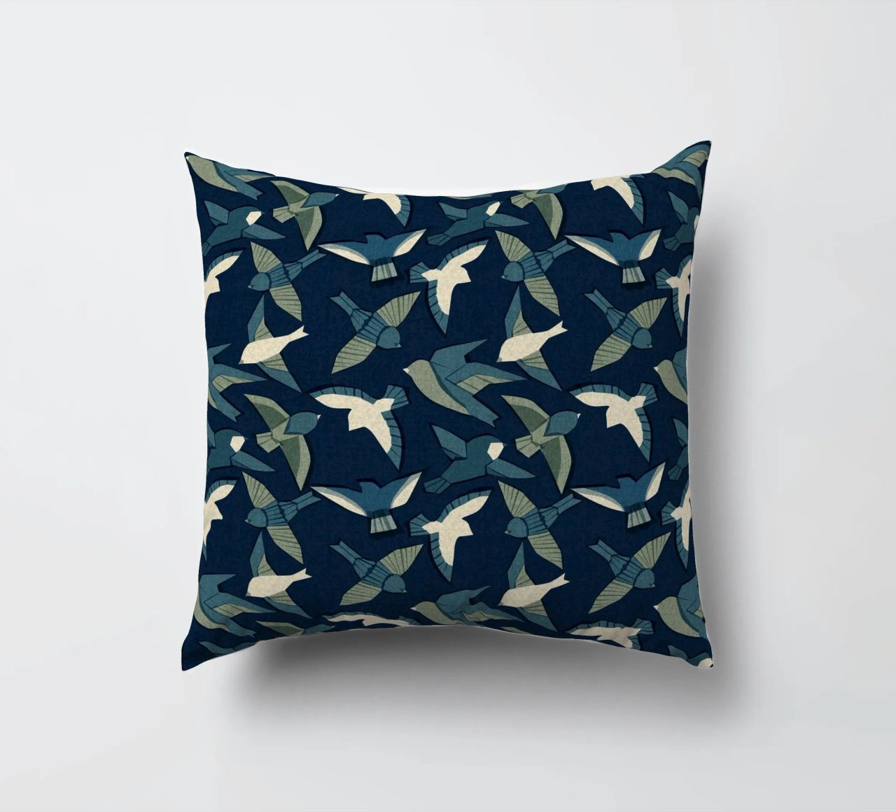 Cecilia Mok - Itajime uccelli blu cuscino da The Artcircle