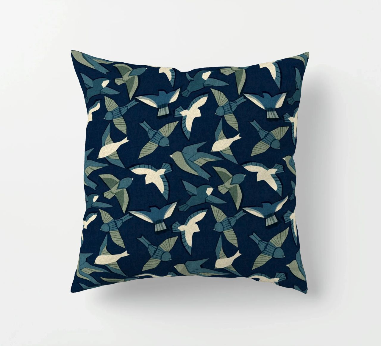 Cecilia Mok - Itajime uccelli blu cuscino da The Artcircle