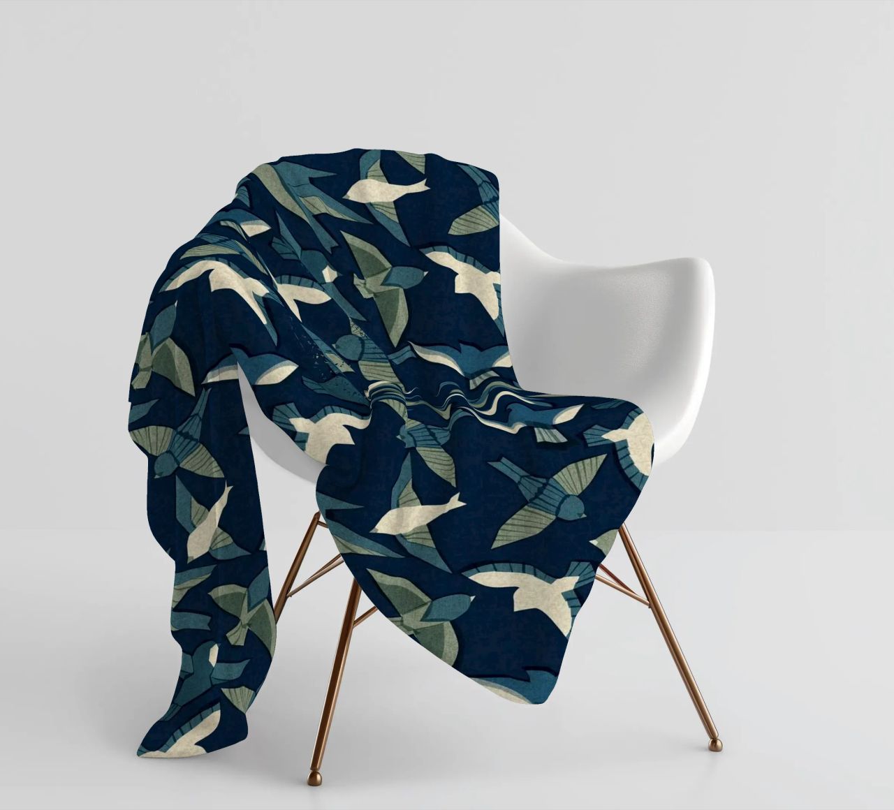 Cecilia Mok - Itajime uccelli blu coperta in pile da The Artcircle