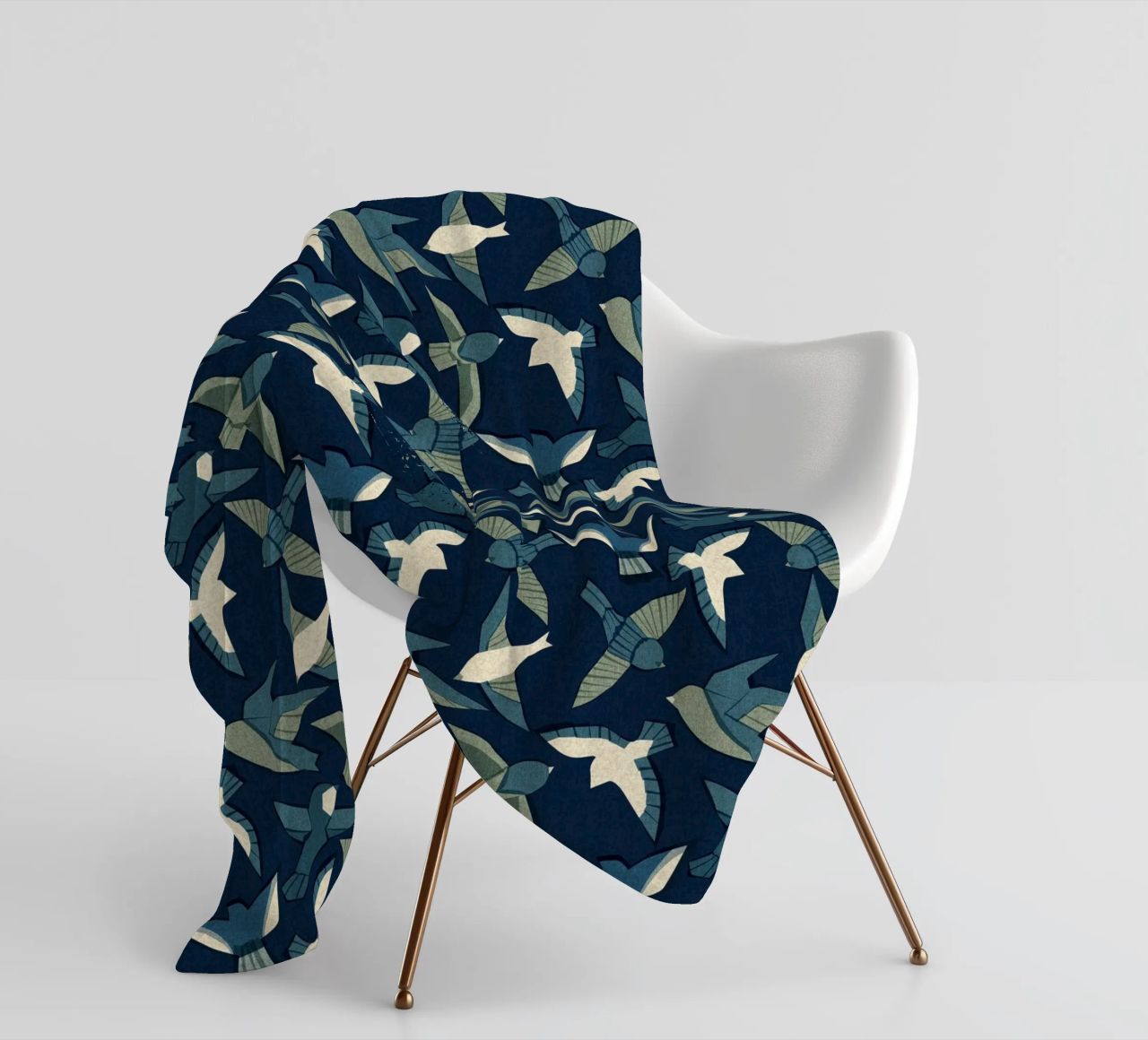 Cecilia Mok - Itajime uccelli blu coperta in pile da The Artcircle