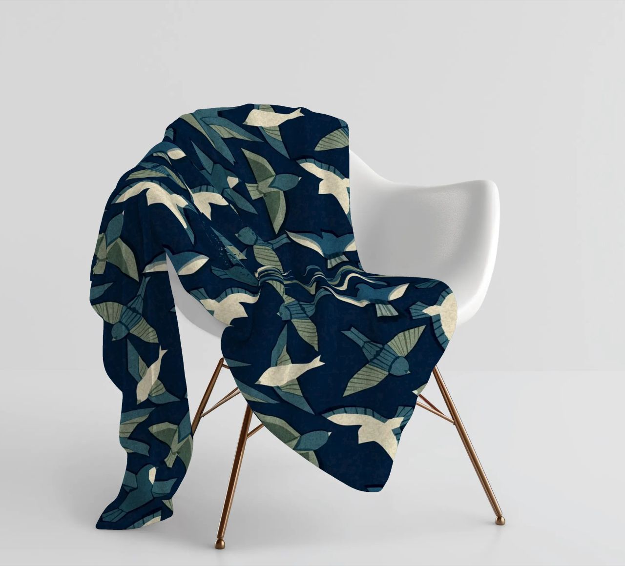 Cecilia Mok - Itajime uccelli blu coperta in pile da The Artcircle