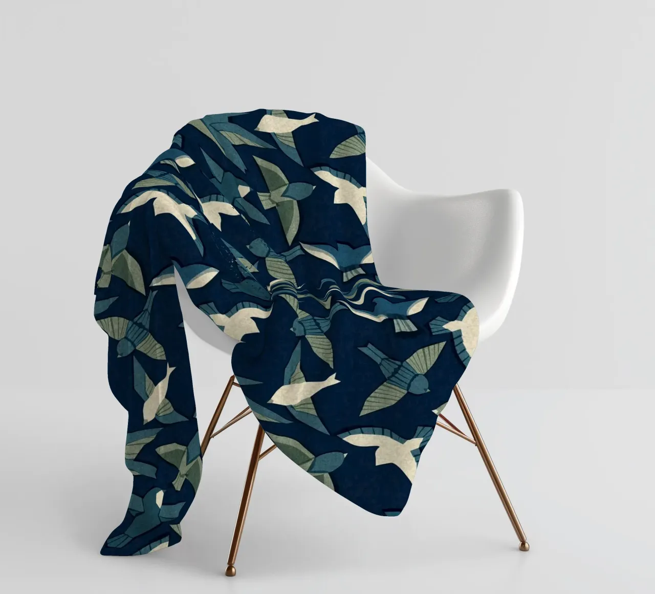 Cecilia Mok - Itajime uccelli blu coperta in pile da The Artcircle