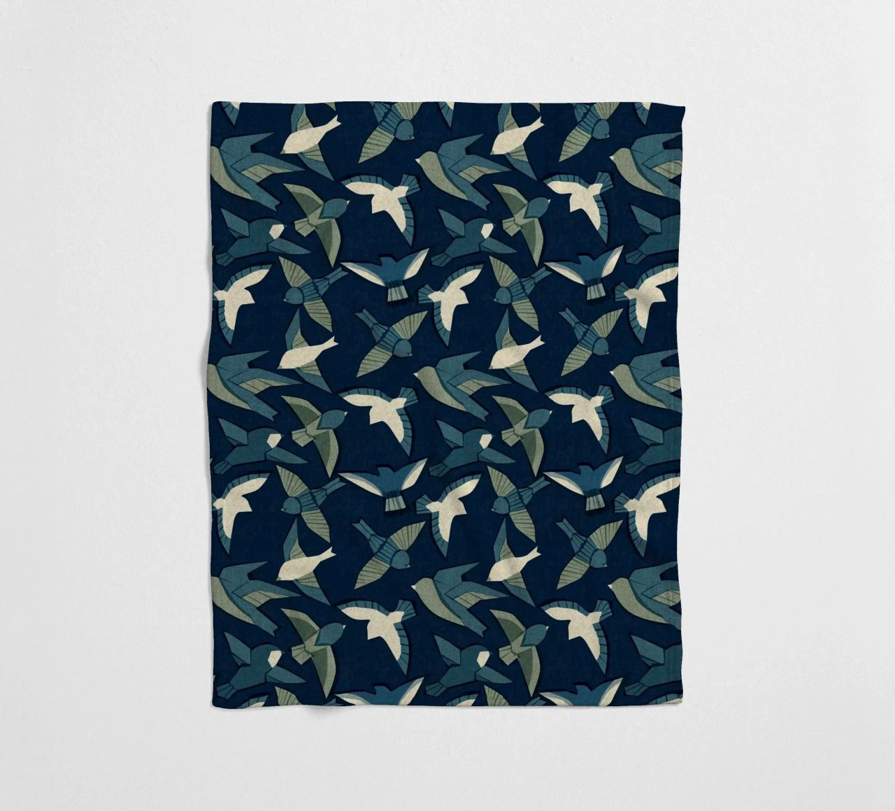 Cecilia Mok - Itajime uccelli blu coperta in pile da The Artcircle