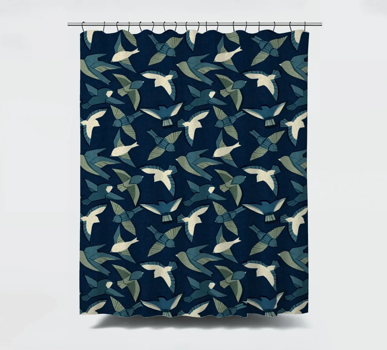 Cecilia Mok - Itajime uccelli blu tenda da doccia da The Artcircle