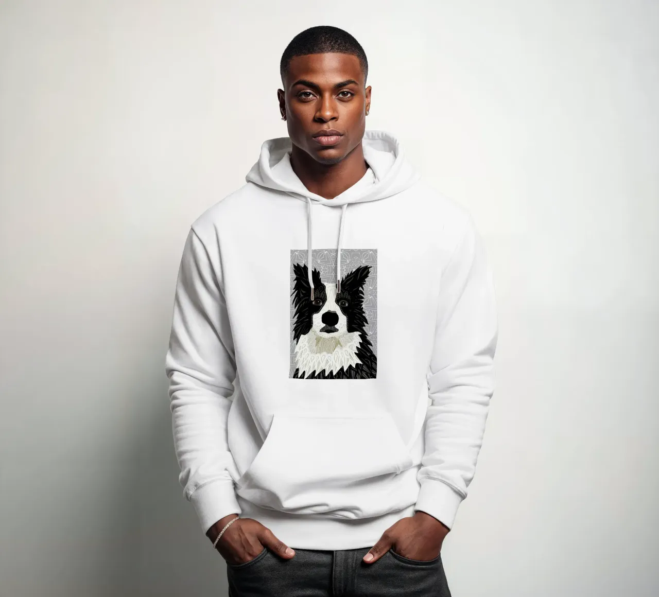 Border Collie felpa con cappuccio da Angelika Parker