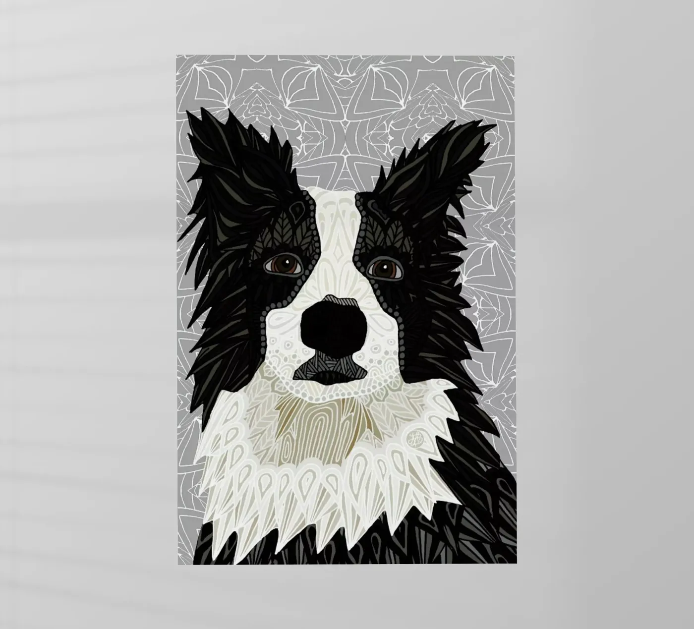 Border Collie backlit folie van Angelika Parker