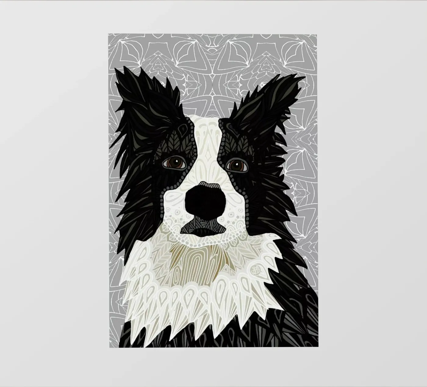 Border Collie backlit folie van Angelika Parker