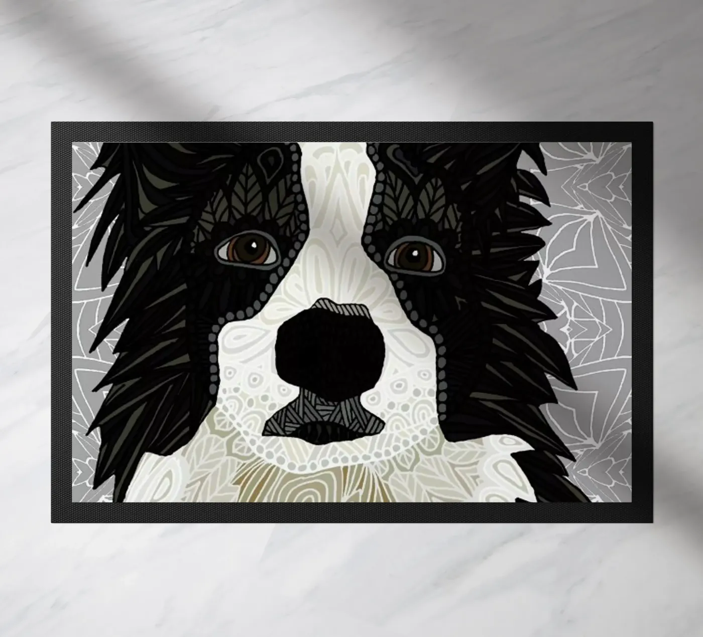 Border Collie doormat by Angelika Parker