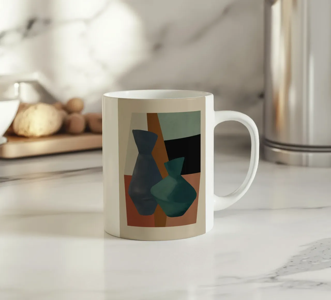 Abstracte kunst vazen 4 keramische mok van Gaite