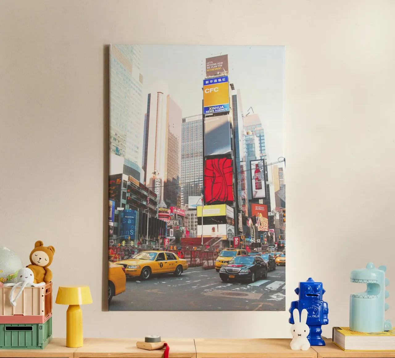 New York, VS I Times Square gekte met gele taxi's canvas van Julie Travel Photography