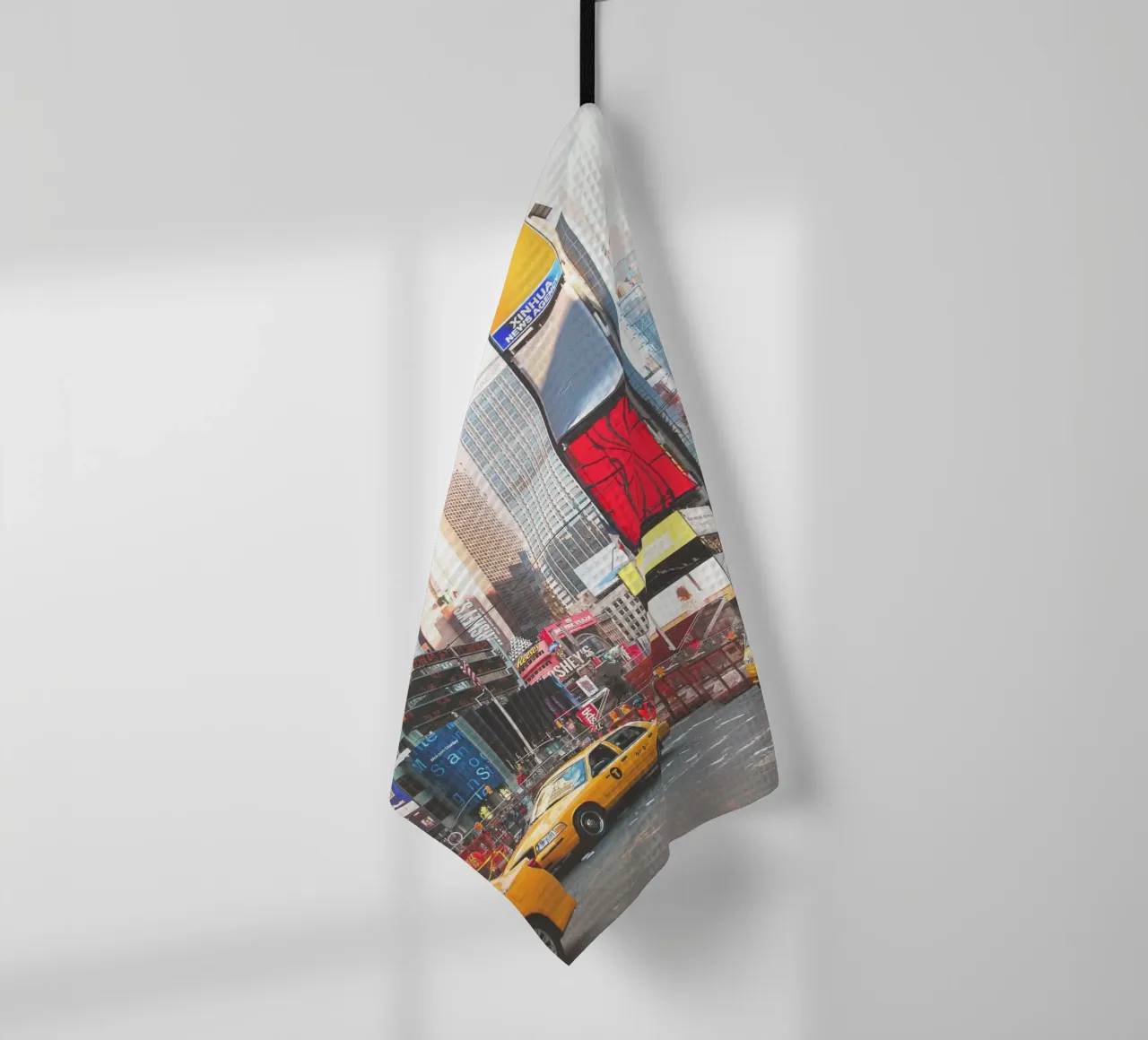 New York, VS I Times Square gekte met gele taxi's theedoek van Julie Travel Photography