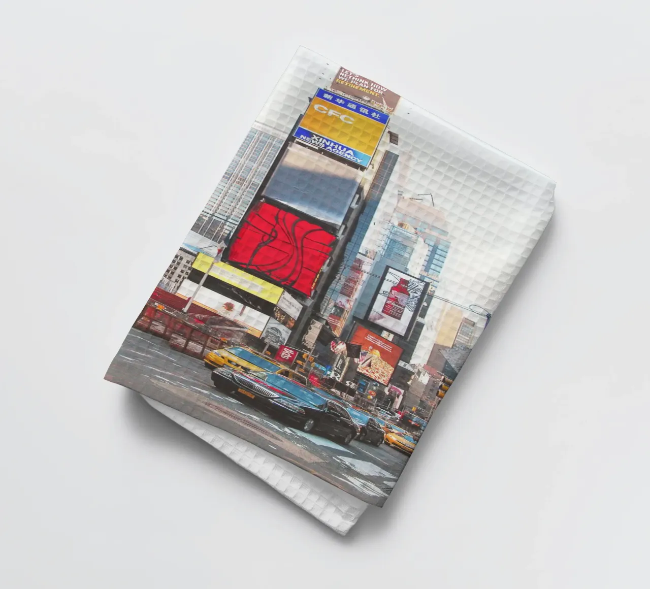 New York, VS I Times Square gekte met gele taxi's theedoek van Julie Travel Photography