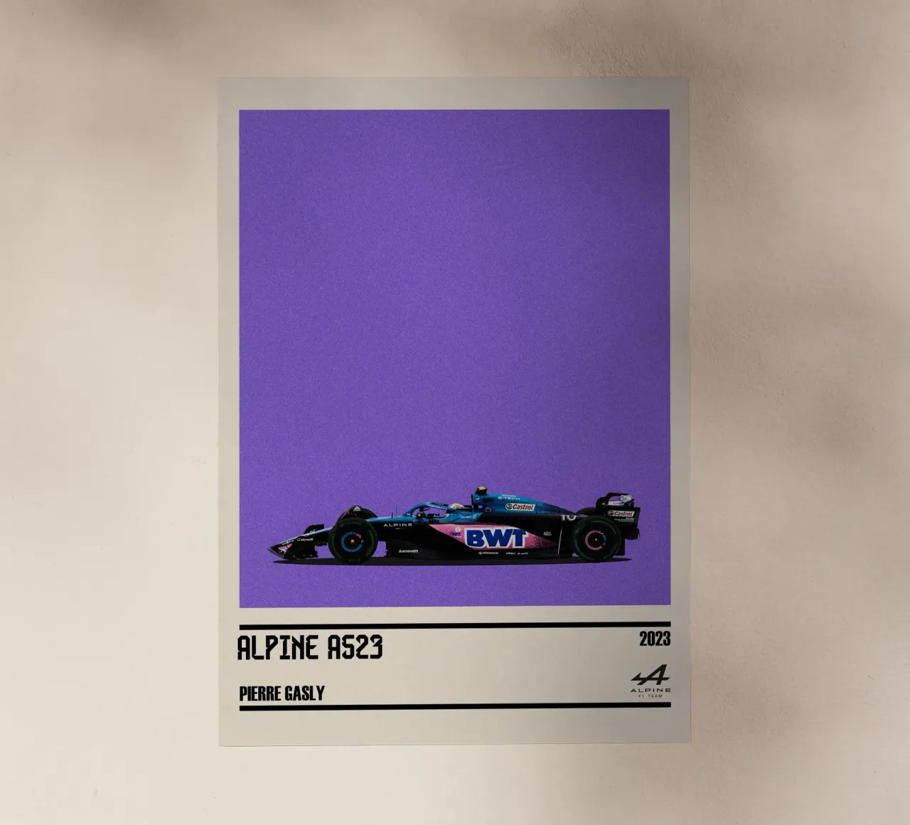 Alpine A523 Renault F1 BWT 7° GP Monaco 2023 Pierre Gasly pellicola backlit da TheArtstudio