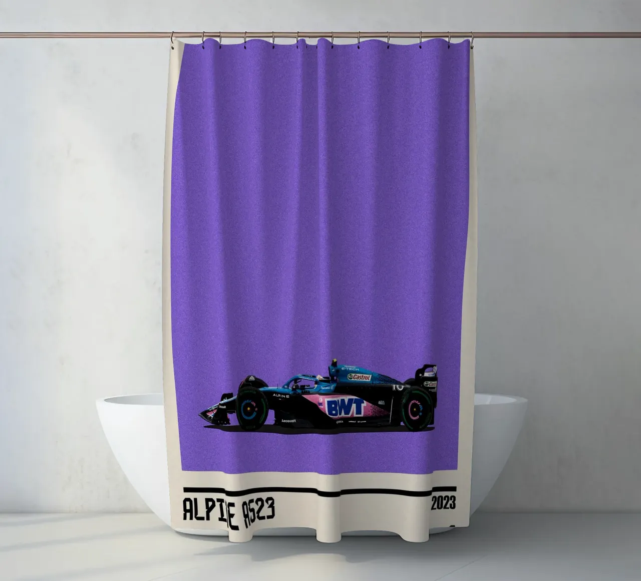 Alpine A523 Renault F1 BWT 7° GP Monaco 2023 Pierre Gasly tenda da doccia da TheArtstudio