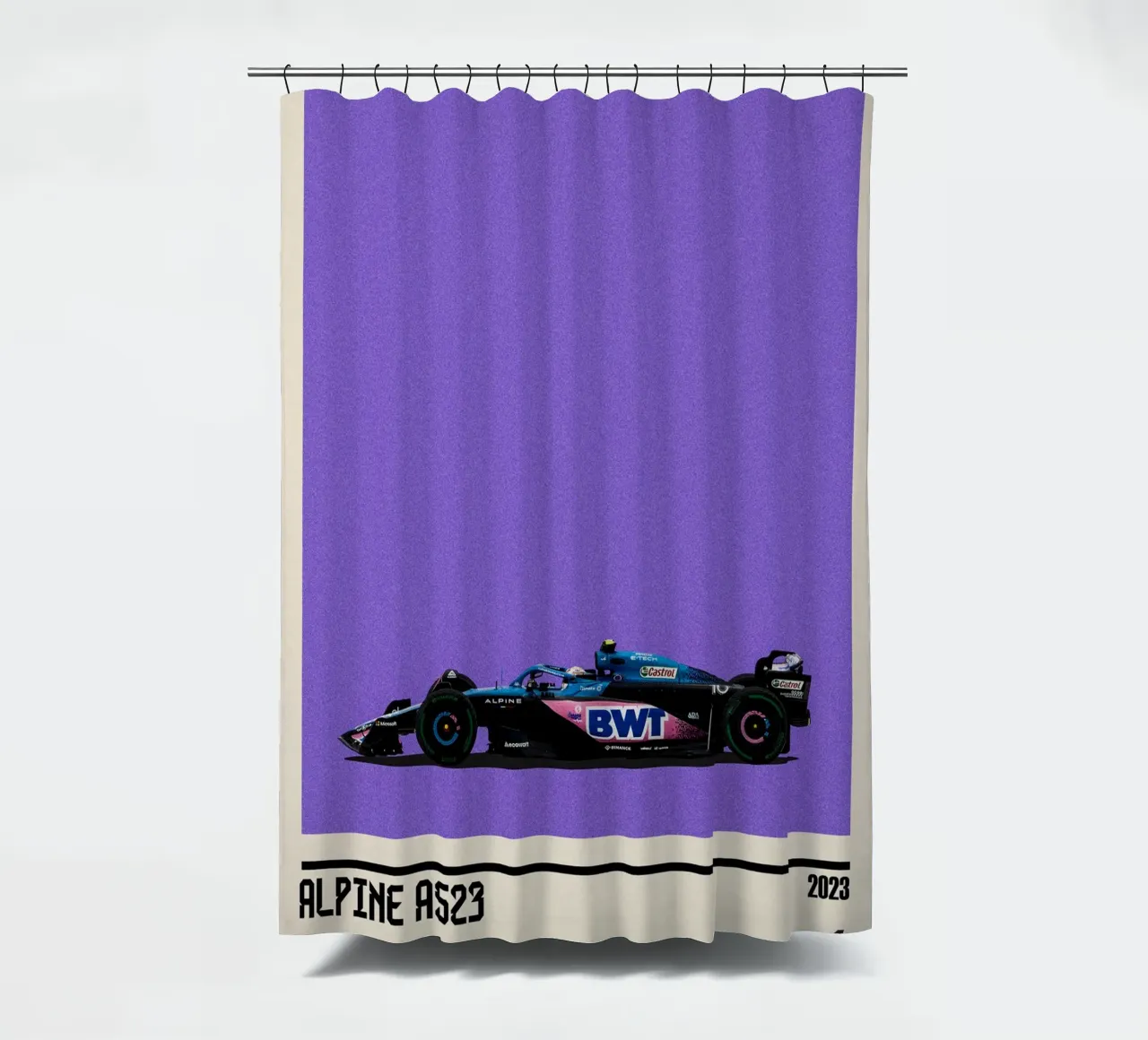 Alpine A523 Renault F1 BWT 7° GP Monaco 2023 Pierre Gasly tenda da doccia da TheArtstudio