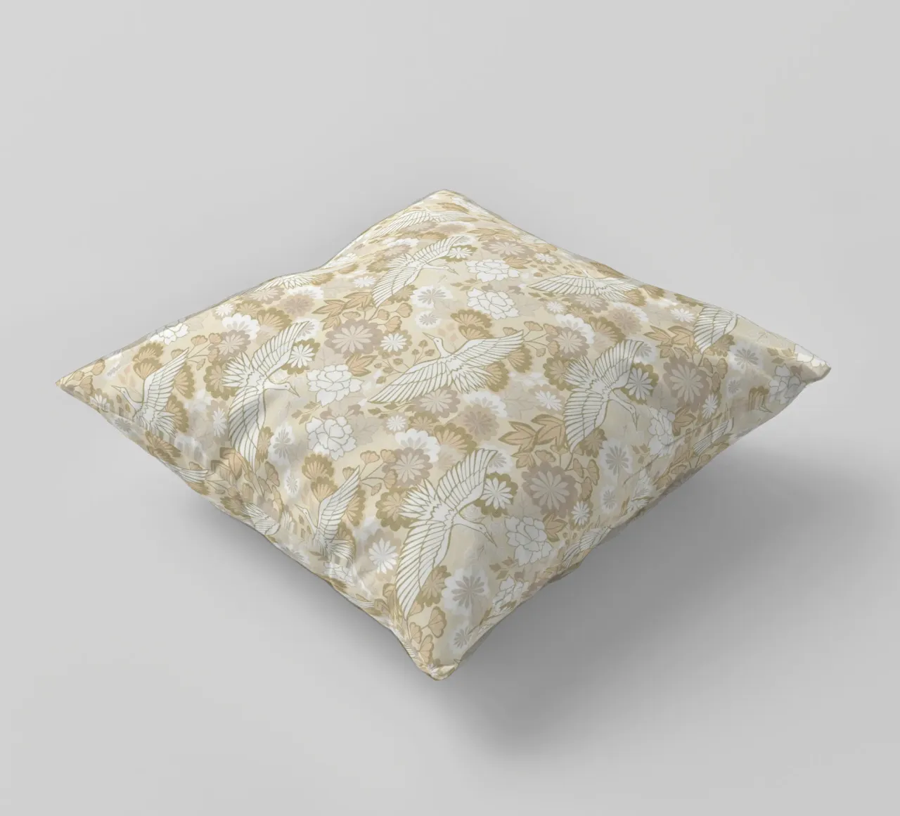 Cecilia Mok - Gru e crisantemi beige cuscino da The Artcircle