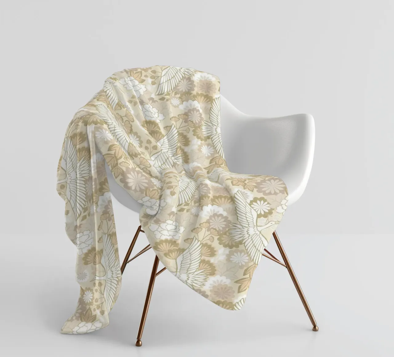 Cecilia Mok - Gru e crisantemi beige coperta in pile da The Artcircle
