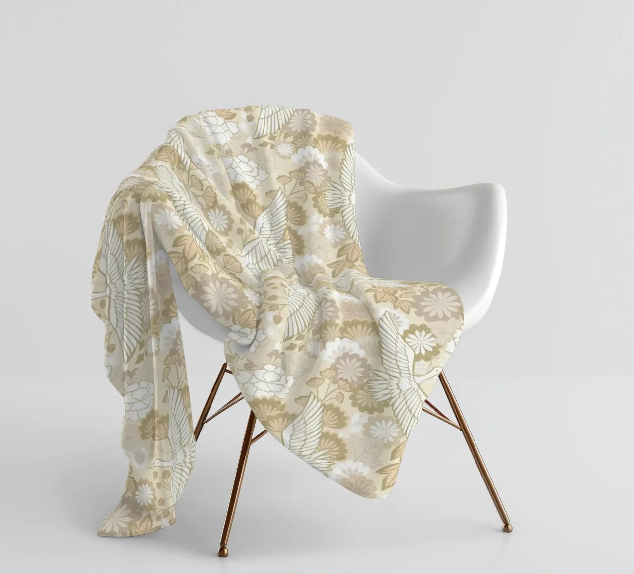 Cecilia Mok - Gru e crisantemi beige coperta in pile da The Artcircle