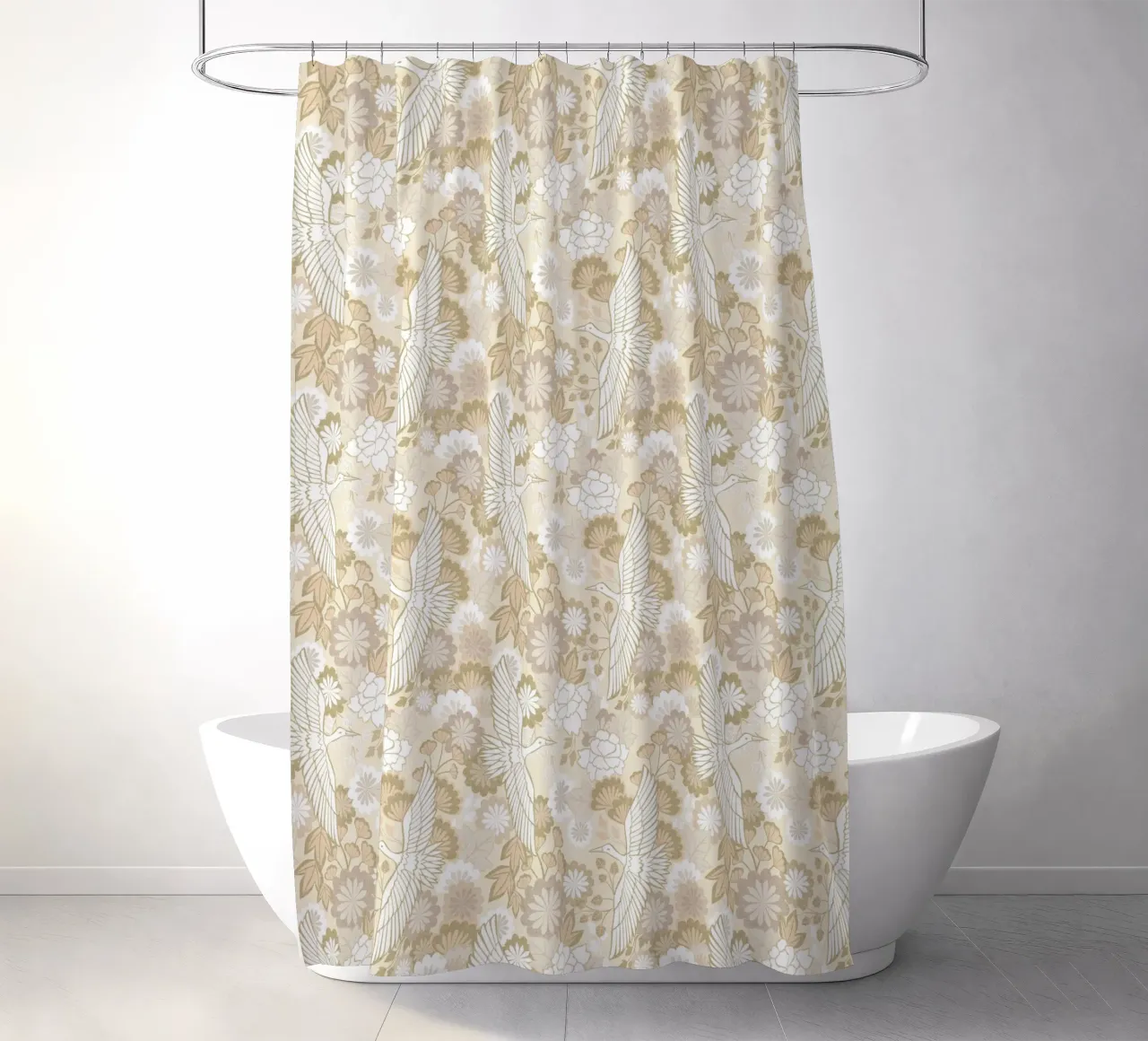 Cecilia Mok - Gru e crisantemi beige tenda da doccia da The Artcircle