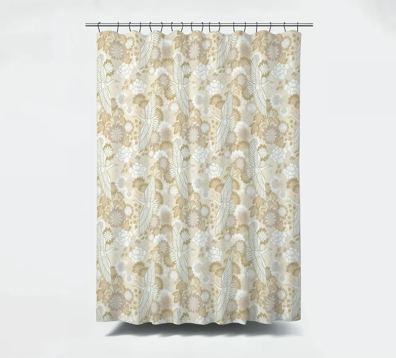 Cecilia Mok - Gru e crisantemi beige tenda da doccia da The Artcircle