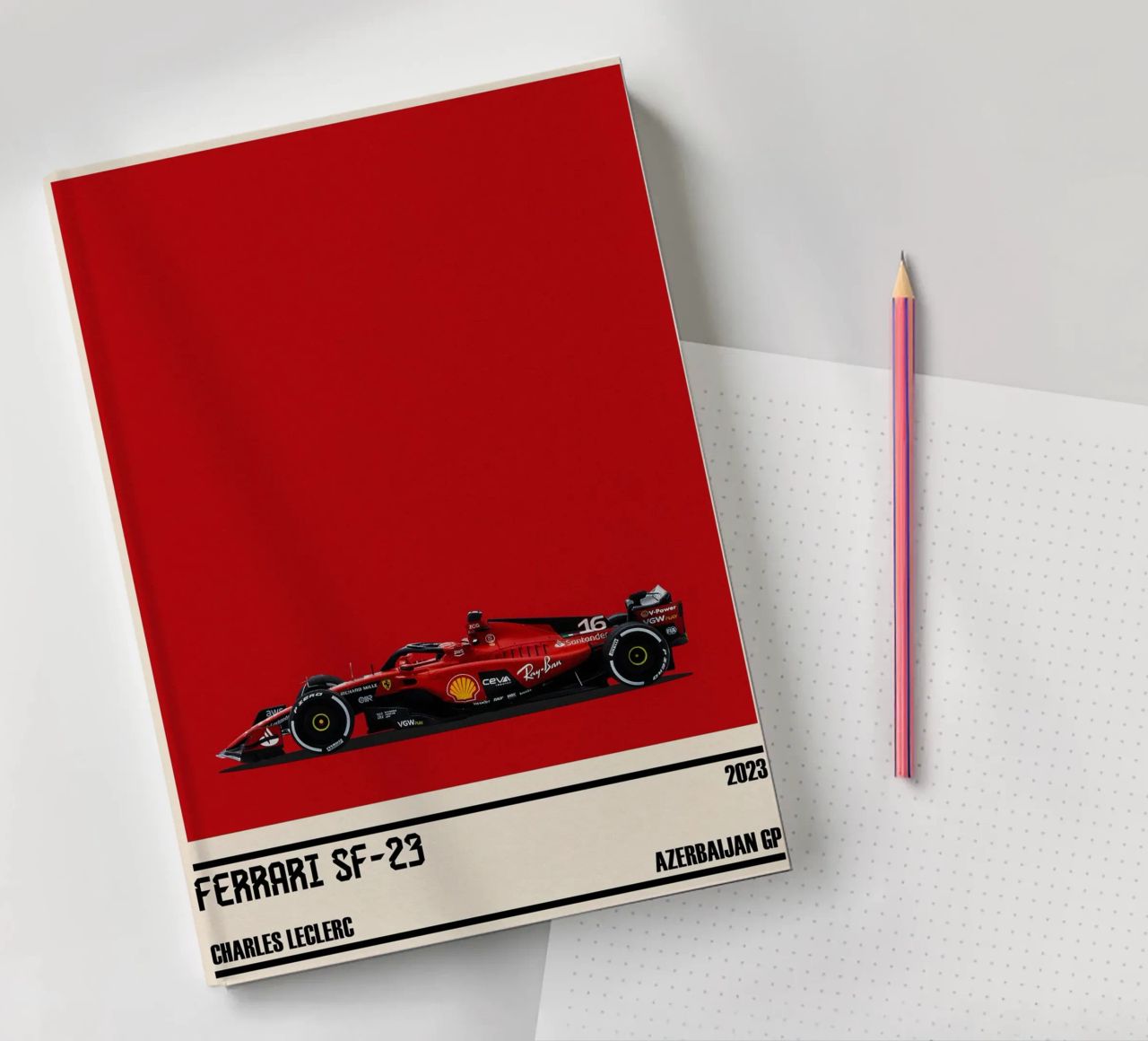 Ferrari SF-23 Scuderia Ferrari F1 3° Azerbaijan GP 2023 notebook by TheArtstudio