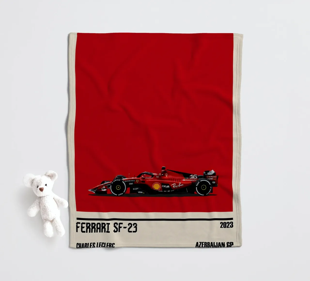 Ferrari SF-23 Scuderia Ferrari F1 3° Azerbaijan GP 2023 coperta in pile da TheArtstudio