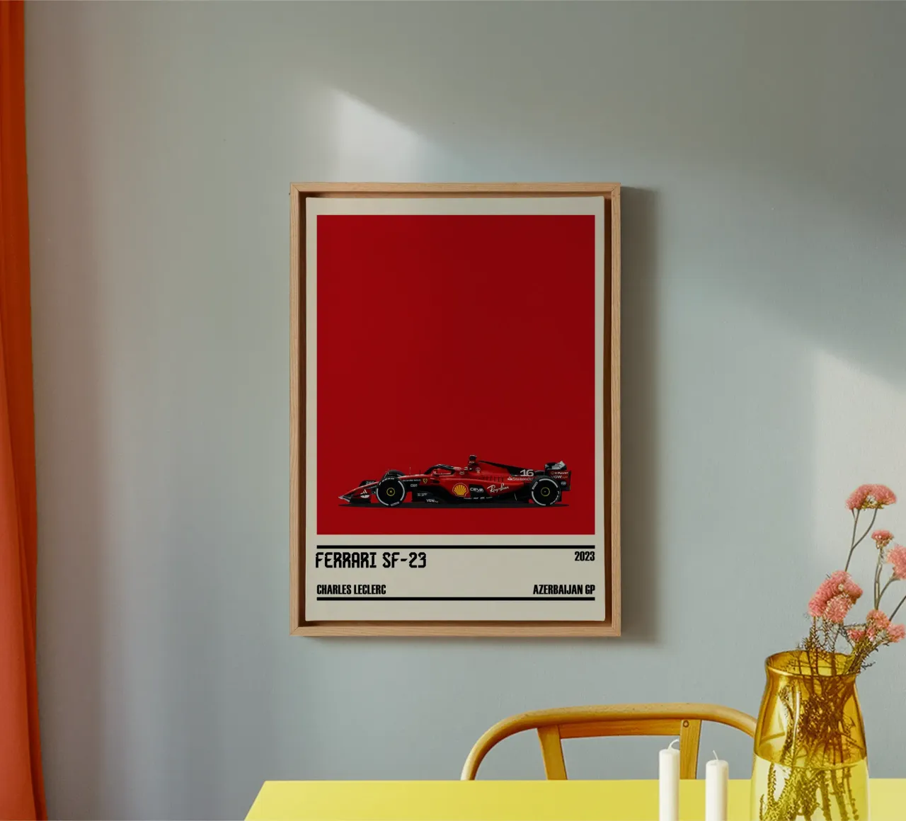 Ferrari SF-23 Scuderia Ferrari F1 3° Azerbaijan GP 2023 tela con Cornice a cassetta da TheArtstudio
