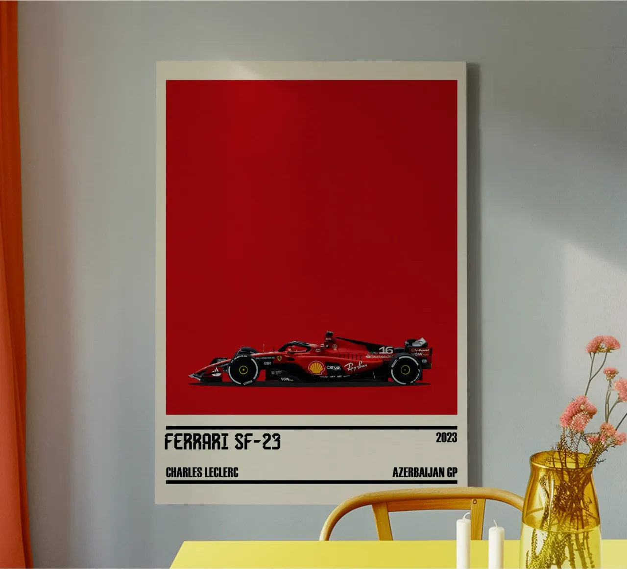 Ferrari SF-23 Scuderia Ferrari F1 3° Azerbaijan GP 2023 tela con Cornice a cassetta da TheArtstudio