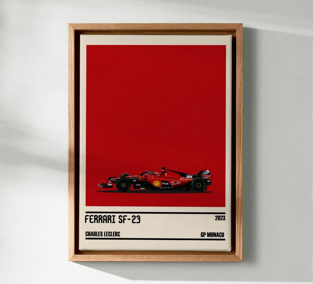 Ferrari SF-23 Scuderia Ferrari F1 6° GP Monaco 2023 Charles tela con Cornice a cassetta da TheArtstudio