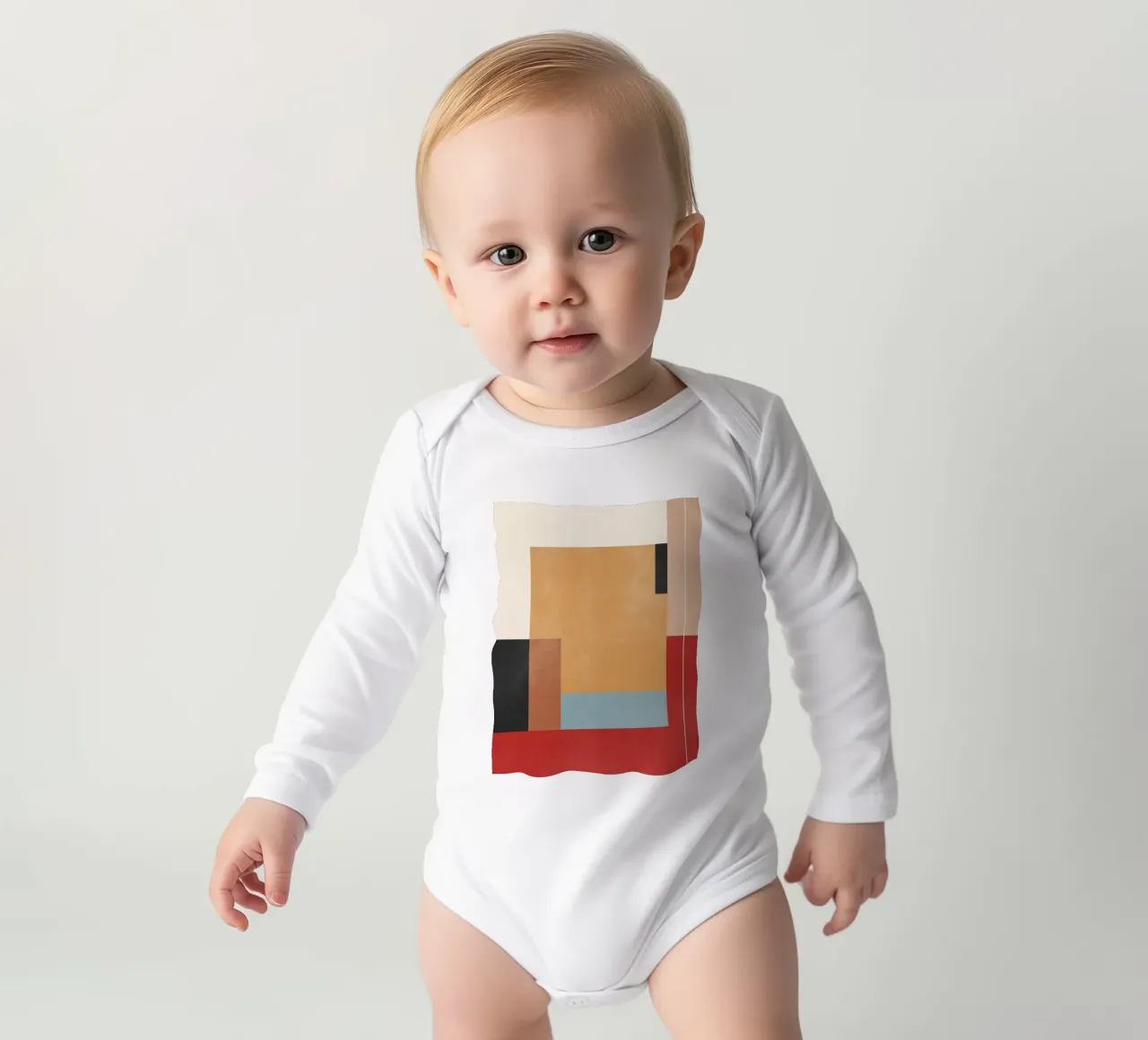Abstract Geometric Shapes 116B long-sleeve baby romper by Gaite