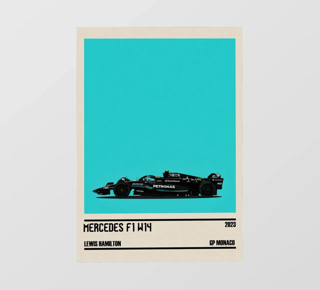 Mercedes F1 W14 AMG Petronas F1 4° GP Monaco 2023 Lewis Hami telo in pvc da TheArtstudio